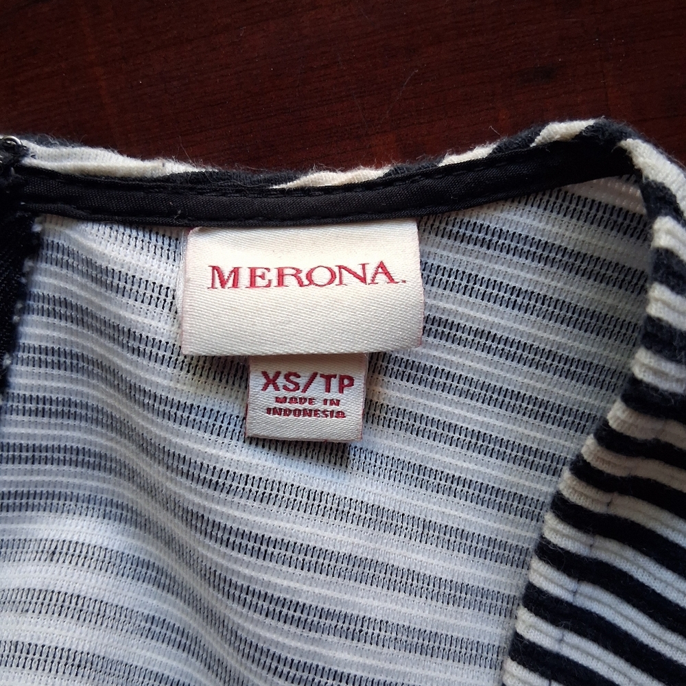 Merona Black and White Striped Fit And Flare Dress - Picture 2 of 6